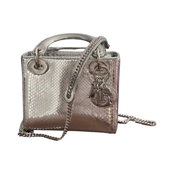 Lady Dior silver python handbag - Picture 2 of 12